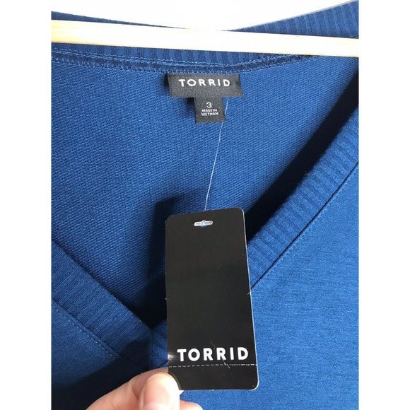 Torrid Blue Teal Light Ruffle Long Sleeve Knit Top Women's Size 3 New - Picture 6 of 9